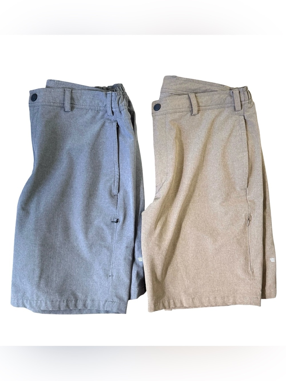Mack Weldon Shorts Men’s L  Radius Flex 9" Tan & Gray Golf Casual Lot Of 2